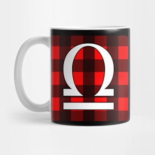 Libra Zodiac Horoscope Buffalo Plaid Square Monogram Mug